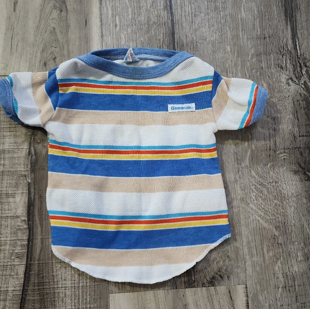 Garanimals Blue, Tan & White Striped Short Sleeve Tee Vintage 1980